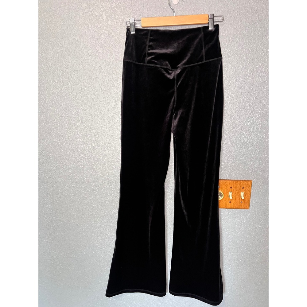 Athleta Black Velvet Flare Pants High Rise Yoga Lounge Small - Picture 5 of 7